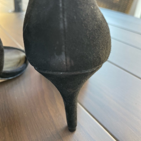 Pelle Moda Black Suade Pumps Open Toe Size 7M Vero Cuoid - Picture 5 of 8